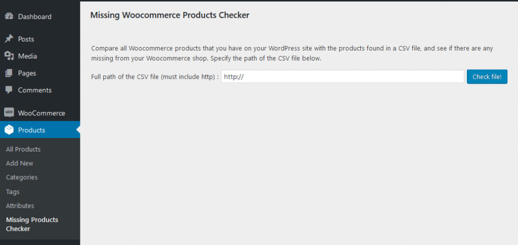 Missing Woocommerce Products Checker 1