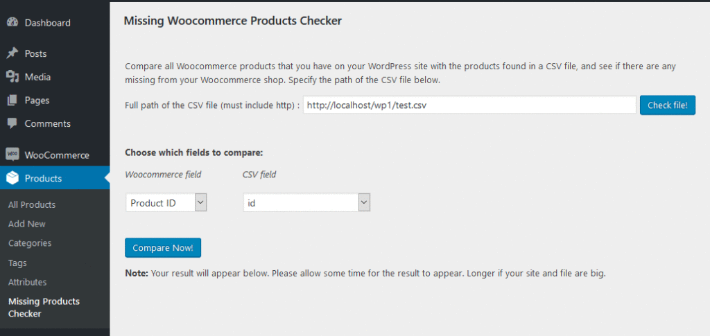Missing Woocommerce Products Checker 3